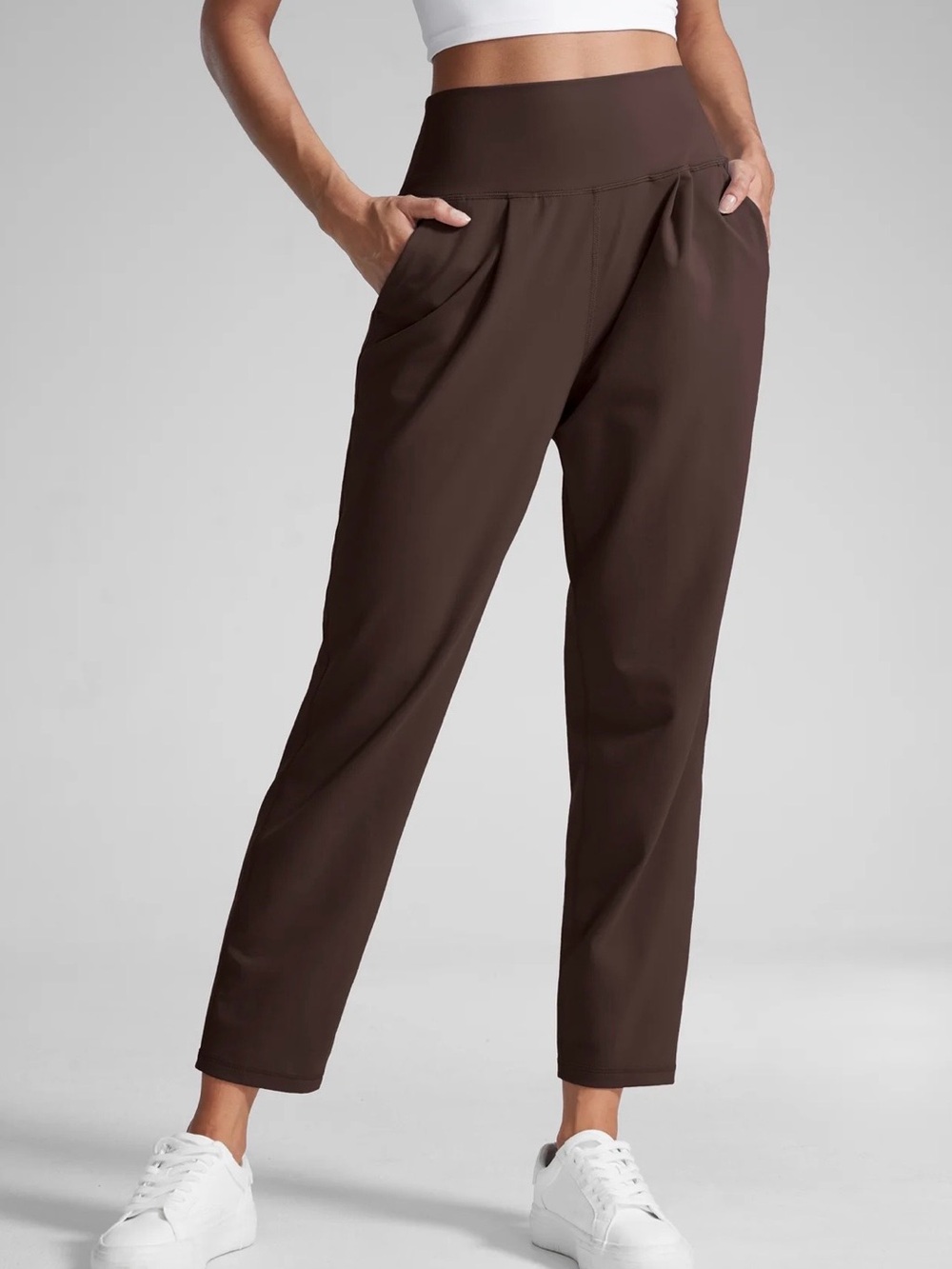 CRZ YOGA Dark Brown High-Rise Pull-On Ankle Pants